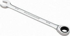 Paramount - 7/16" 12 Point Ratcheting Combination Wrench - 6-1/2" OAL, Chrome Vanadium Steel, Polished Finish - Exact Tool & Supply