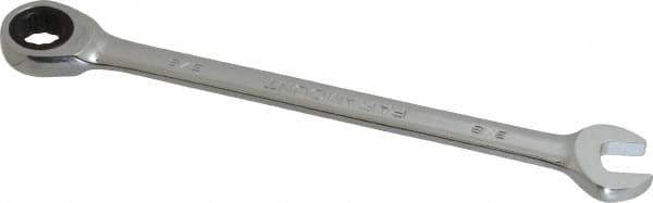 Paramount - 3/8" 12 Point Ratcheting Combination Wrench - 6-7/32" OAL, Chrome Vanadium Steel, Polished Finish - Exact Tool & Supply