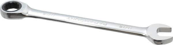 Paramount - 11/16" 12 Point Ratcheting Combination Wrench - 9-3/4" OAL, Chrome Vanadium Steel, Polished Finish - Exact Tool & Supply