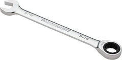 Paramount - 9/16" 12 Point Ratcheting Combination Wrench - 7-1/2" OAL, Chrome Vanadium Steel, Polished Finish - Exact Tool & Supply