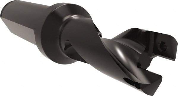 Allied Machine and Engineering - Series 16, 16 to 17mm Diam, 3/4" Diam Straight Shank with Flange, Helical Flute Spade Drill - 13/16" Max Depth, 2" Body Length, 4-1/32" OAL, Short Length, Through Coolant - Exact Tool & Supply