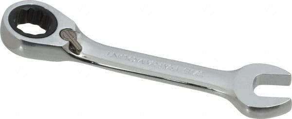Paramount - 7/16" 12 Point Offset Combination Wrench - 15° Offset Angle, 4" OAL, Chrome Vanadium Steel, Polished Finish - Exact Tool & Supply