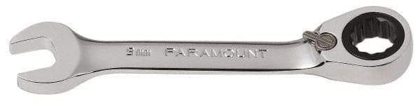 Paramount - 9mm 12 Point Combination Wrench - 15° Head Angle, 3-21/32" OAL, Chrome Vanadium Steel, Polished Finish - Exact Tool & Supply