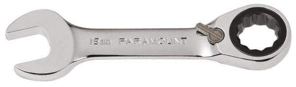 Paramount - 15mm 12 Point Combination Wrench - 15° Head Angle, 4-33/64" OAL, Chrome Vanadium Steel, Polished Finish - Exact Tool & Supply