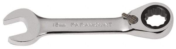 Paramount - 12mm 12 Point Combination Wrench - 15° Head Angle, 4-11/64" OAL, Chrome Vanadium Steel, Polished Finish - Exact Tool & Supply