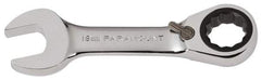 Paramount - 18mm 12 Point Combination Wrench - 15° Head Angle, 5-5/32" OAL, Chrome Vanadium Steel, Polished Finish - Exact Tool & Supply