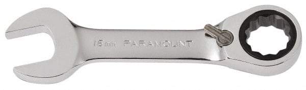 Paramount - 16mm 12 Point Combination Wrench - 15° Head Angle, 4-53/64" OAL, Chrome Vanadium Steel, Polished Finish - Exact Tool & Supply