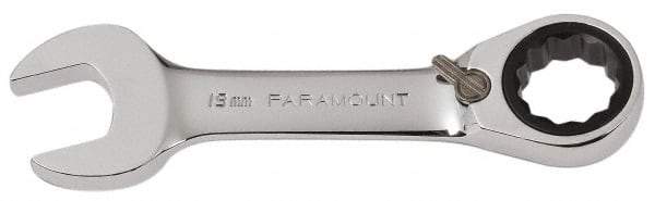 Paramount - 19mm 12 Point Combination Wrench - 15° Head Angle, 5-15/32" OAL, Chrome Vanadium Steel, Polished Finish - Exact Tool & Supply