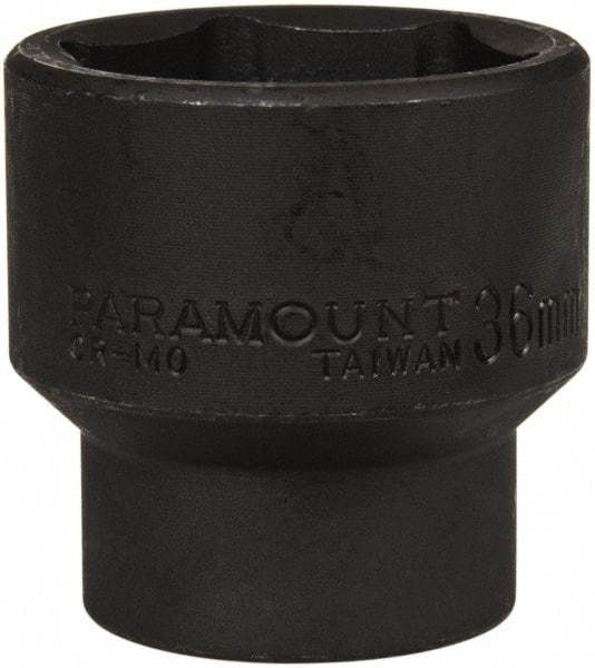 Paramount - 1/2" Drive 36mm Standard Impact Socket - 6 Points, 2" OAL - Exact Tool & Supply