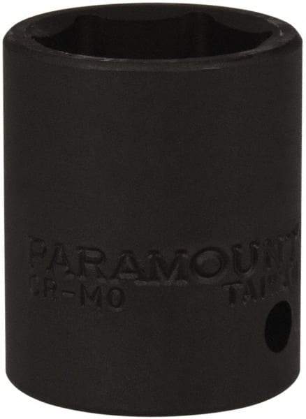 Paramount - 1/2" Drive 22mm Standard Impact Socket - 6 Points, 1-1/2" OAL - Exact Tool & Supply