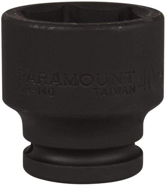Paramount - 3/4" Drive 40mm Standard Impact Socket - 6 Points, 2-9/32" OAL - Exact Tool & Supply