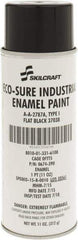 Ability One - Black, Flat, Enamel Spray Paint - 8 to 10 Sq Ft per Can, 11 oz Container - Exact Tool & Supply