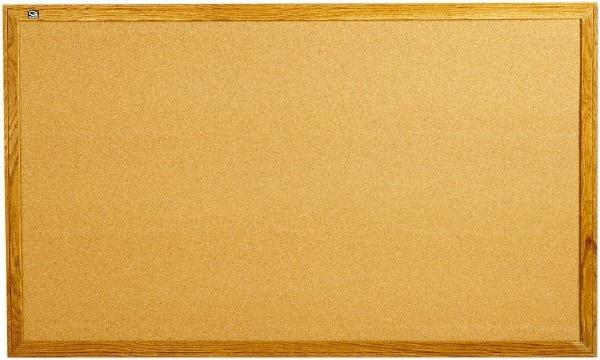 Quartet - 60" Wide x 36" High Open Cork Bulletin Board - Natural Cork over Fiberboard, Oak Frame - Exact Tool & Supply