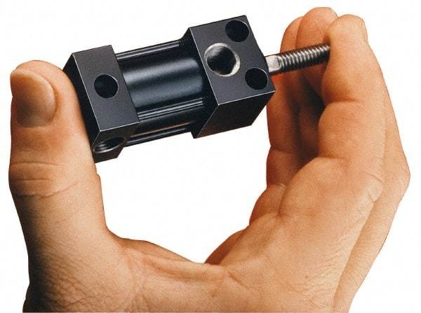 Parker - 5" Stroke x 1-1/8" Bore Double Acting Air Cylinder - 1/8 Port, 3/8-24 Rod Thread, 200 Max psi, -10 to 165°F - Exact Tool & Supply