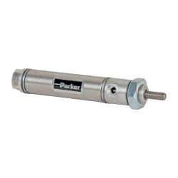 Parker - 1" Stroke x 9/16" Bore Double Acting Air Cylinder - 10-32 Port, 10-32 Rod Thread, 250 Max psi, 14 to 140°F - Exact Tool & Supply