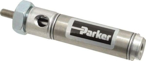 Parker - 1" Stroke x 3/4" Bore Double Acting Air Cylinder - 1/8 Port, 1/4-28 Rod Thread, 250 Max psi, 14 to 140°F - Exact Tool & Supply