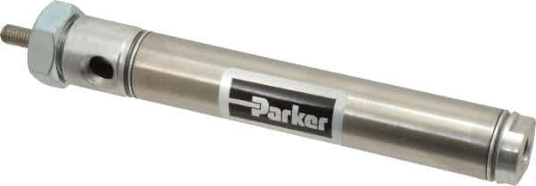 Parker - 3" Stroke x 3/4" Bore Double Acting Air Cylinder - 1/8 Port, 1/4-28 Rod Thread, 250 Max psi, 14 to 140°F - Exact Tool & Supply