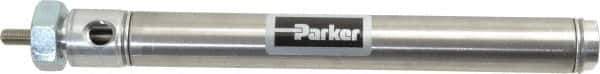 Parker - 5" Stroke x 3/4" Bore Double Acting Air Cylinder - 1/8 Port, 1/4-28 Rod Thread, 250 Max psi, 14 to 140°F - Exact Tool & Supply