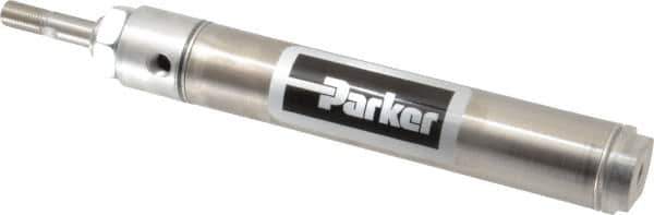 Parker - 5" Stroke x 1-1/4" Bore Double Acting Air Cylinder - 1/8 Port, 7/16-20 Rod Thread, 250 Max psi, 14 to 140°F - Exact Tool & Supply