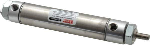 Parker - 3" Stroke x 1-1/16" Bore Double Acting Air Cylinder - 1/8 Port, 5/16-24 Rod Thread, 250 Max psi, 14 to 140°F - Exact Tool & Supply