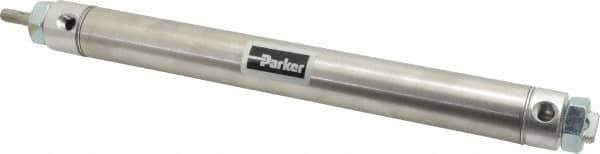 Parker - 8" Stroke x 1-1/16" Bore Double Acting Air Cylinder - 1/8 Port, 5/16-24 Rod Thread, 250 Max psi, 14 to 140°F - Exact Tool & Supply