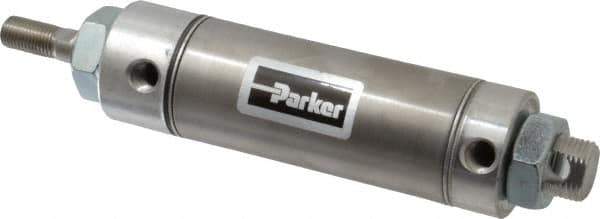 Parker - 2" Stroke x 1-1/2" Bore Double Acting Air Cylinder - 1/8 Port, 7/16-20 Rod Thread, 250 Max psi, 14 to 140°F - Exact Tool & Supply