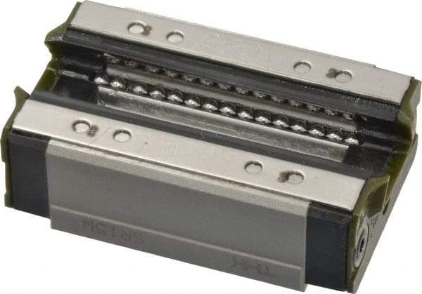 THK - 57mm L x 34mm W x 19.5mm H, 26mm Transverse Hole Spcg, 26mm Lateral Hole Spcg, Horizontal Mount Radial SR Block - 9.5mm Overhang, 9.51 Kn Dynamic Capacity, M4x7 Hole, 19.3 kn Static Load Rating, 24" High Assembly - Exact Tool & Supply