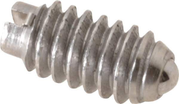 Gibraltar - 5-40, 0.062" Ball Diam, 1/4" Body Length, 0.02" Max Ball Reach, Threaded Ball Plunger - Stainless Steel Body, Stainless Steel Ball, 0.25 Lb Initial End Force, 0.75 Lb Final End Force - Exact Tool & Supply