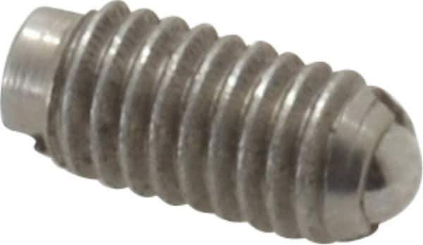 Gibraltar - 8-36, 0.093" Ball Diam, 11/32" Body Length, 0.025" Max Ball Reach, Threaded Ball Plunger - Stainless Steel Body, Stainless Steel Ball, 0.5 Lb Initial End Force, 1.25 Lb Final End Force - Exact Tool & Supply