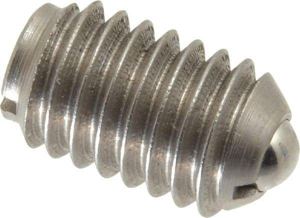 Gibraltar - 3/8-16, 0.187" Ball Diam, 5/8" Body Length, 0.048" Max Ball Reach, Threaded Ball Plunger - Stainless Steel Body, Stainless Steel Ball, 5 Lb Initial End Force, 10 Lb Final End Force - Exact Tool & Supply