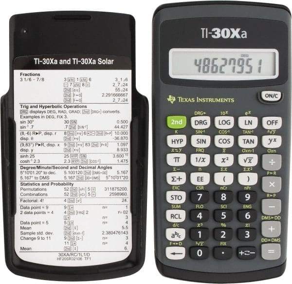 Texas Instruments - LCD 1 Function Handheld Calculator - 10 x 1 Display Size, Dark Gray & Black, (2) A76 Batteries Powered, 6" Long x 3-1/8" Wide - Exact Tool & Supply