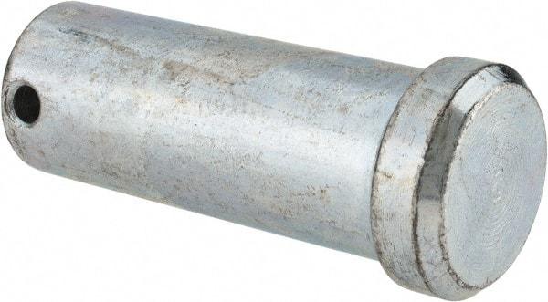 Made in USA - 1" Pin Diam, 2-1/2" OAL, Standard Clevis Pin - 13/64" Hole, 2-19/64" Usable Length, Zinc-Plated Steel - Exact Tool & Supply