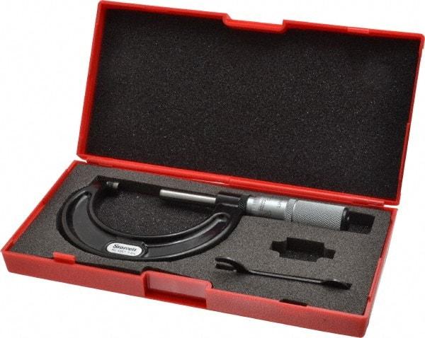 Starrett - 1 to 2" Range, 0.0001" Graduation, Mechanical Outside Micrometer - Friction Thimble, Accurate to 0.00005" - Exact Tool & Supply