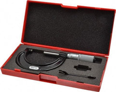 Starrett - 1 to 2" Range, 0.0001" Graduation, Mechanical Outside Micrometer - Friction Thimble, Accurate to 0.00005" - Exact Tool & Supply