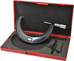 Starrett - 4 to 5" Range, 0.001" Graduation, Mechanical Outside Micrometer - Ratchet Stop Thimble, Accurate to 0.00015" - Exact Tool & Supply