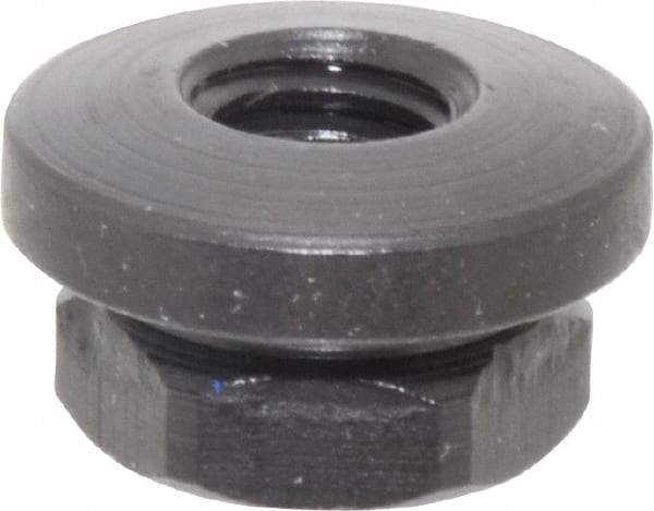 Gibraltar - 5/16-18 Steel Black Oxide Spherical Flange Nut - Grade 12L14, 3/8" High, 3/4" Diam x 1/8" High Flange, 1-1/4" Radius - Exact Tool & Supply
