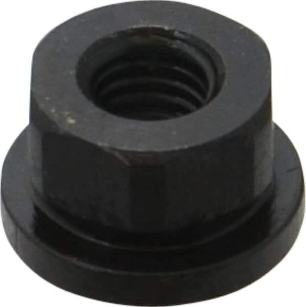 Gibraltar - 3/8-16 Steel Black Oxide Spherical Flange Nut - Grade 12L14, 1/2" High, 7/8" Diam x 1/8" High Flange, 1-1/4" Radius - Exact Tool & Supply