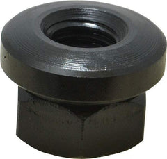 Gibraltar - 1/2-13 Steel Black Oxide Spherical Flange Nut - Grade 12L14, 11/16" High, 1-1/8" Diam x 3/16" High Flange, 1-1/2" Radius - Exact Tool & Supply