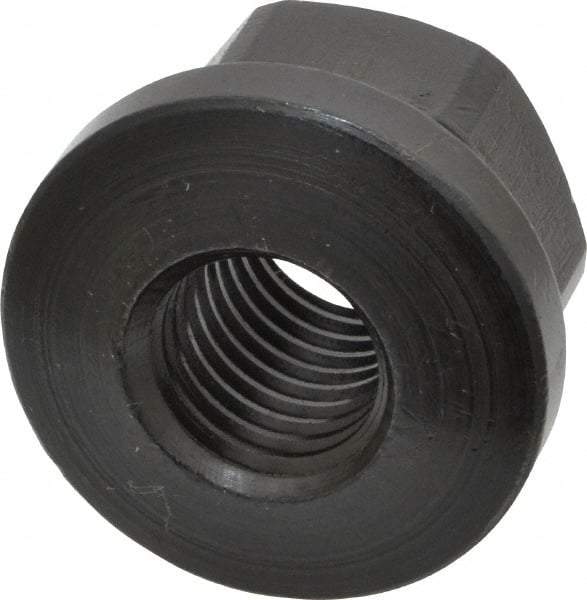 Gibraltar - 3/4-10 Steel Black Oxide Spherical Flange Nut - Grade 12L14, 1" High, 1-5/8" Diam x 1/4" High Flange, 2-1/4" Radius - Exact Tool & Supply