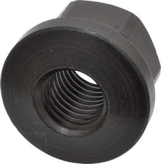 Gibraltar - 3/4-10 Steel Black Oxide Spherical Flange Nut - Grade 12L14, 1" High, 1-5/8" Diam x 1/4" High Flange, 2-1/4" Radius - Exact Tool & Supply