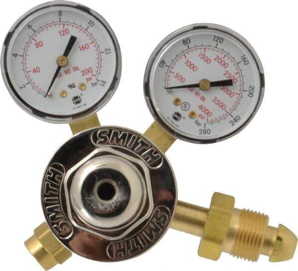 Miller-Smith - 580 CGA Inlet Connection, Female Fitting, 150 Max psi, Argon & Nitrogen Welding Regulator - 5/8-18 RH Internal Thread, Right Hand Rotation - Exact Tool & Supply
