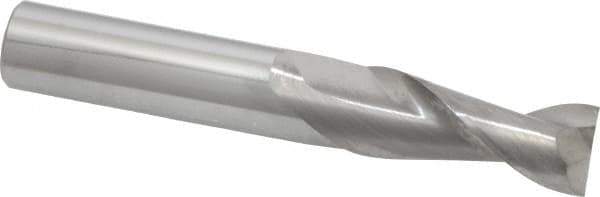 SGS - 1/2", 1-1/4" LOC, 1/2" Shank Diam, 3-1/4" OAL, 2 Flute, Solid Carbide Square End Mill - Single End, Uncoated, Spiral Flute, 35° Helix, Centercutting, Right Hand Cut, Right Hand Flute, Series 47 - Exact Tool & Supply