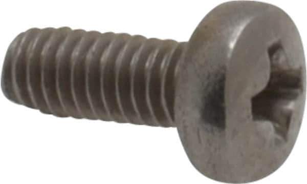 Value Collection - M2.5x0.45 Metric Coarse, 6mm Length Under Head Phillips Drive Machine Screw - Pan Head, Grade 18-8 & A2 Stainless Steel, Uncoated, Without Washer - Exact Tool & Supply