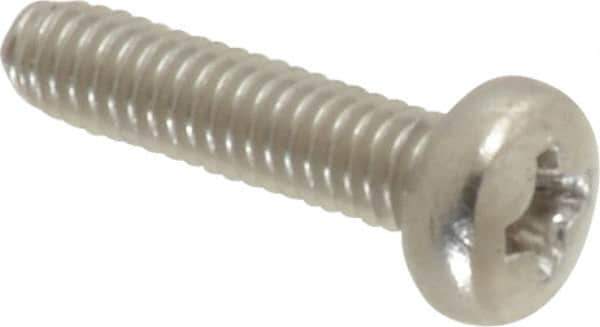 Value Collection - M2.5x0.45 Metric Coarse, 10mm Length Under Head Phillips Drive Machine Screw - Pan Head, Grade 18-8 & A2 Stainless Steel, Uncoated, Without Washer - Exact Tool & Supply