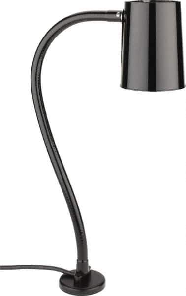 Made in USA - 24 Inch, Gooseneck, Magnetic Mounted, Incandescent, Black, General Purpose Task Light - 100 Watt, 120 Volt, Nonmagnifying - Exact Tool & Supply