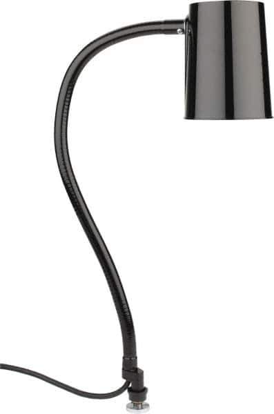 Made in USA - 24 Inch, Gooseneck, Coupler Mounted, Halogen & Incandescent, Black, General Purpose Task Light - 100 Watt, 120 Volt, Nonmagnifying - Exact Tool & Supply