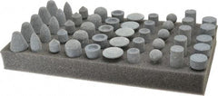 Made in USA - 50 Piece Aluminum Oxide Vitrified Mounted Stone Abrasive Point Set - Includes Shapes A4, A12, A14, A21, A32, A37, A39, A40, W206 & W218 - Exact Tool & Supply