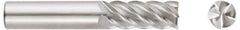 Niagara Cutter - 1/2", 3-1/8" LOC, 1/2" Shank Diam, 6" OAL, 5 Flute, Solid Carbide Square End Mill - Single End, TiAlN Finish, Spiral Flute, 45° Helix, Centercutting, Right Hand Cut, Right Hand Flute, Series S545 - Exact Tool & Supply