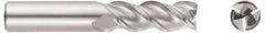 Niagara Cutter - 1", 3-1/4" LOC, 1" Shank Diam, 6" OAL, 3 Flute, Solid Carbide Square End Mill - Single End, TiCN Finish, Spiral Flute, 45° Helix, Centercutting, Right Hand Cut, Right Hand Flute, Series A345 - Exact Tool & Supply