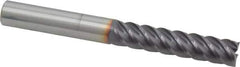 Niagara Cutter - 7/16", 2" LOC, 7/16" Shank Diam, 4" OAL, 5 Flute, Solid Carbide Square End Mill - Single End, TiAlN Finish, Spiral Flute, 45° Helix, Centercutting, Right Hand Cut, Right Hand Flute, Series S545 - Exact Tool & Supply